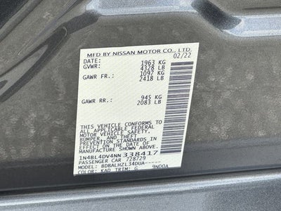 2022 Nissan Altima 2.5 SV