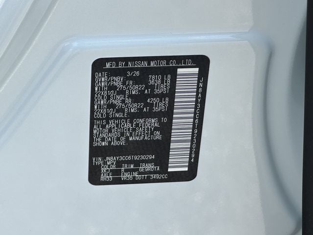 2026 Nissan Armada Platinum Reserve