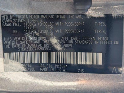 2018 Toyota Sienna LE 7 Passenger