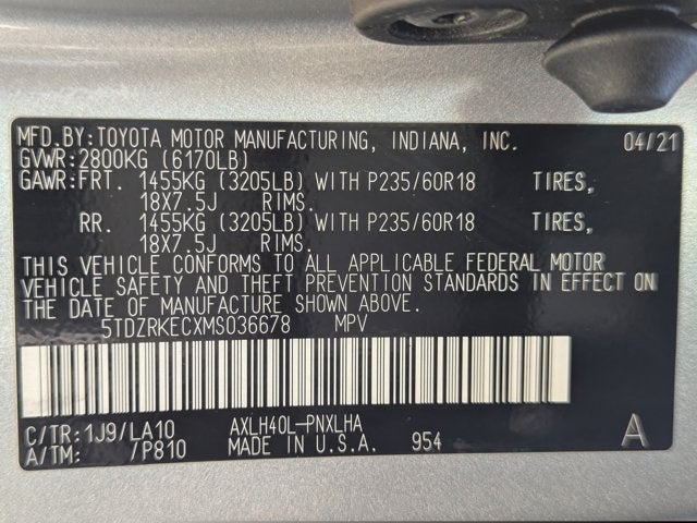 2021 Toyota Sienna Limited 7 Passenger