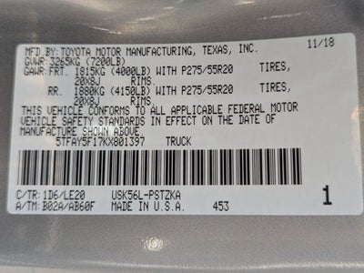 2019 Toyota Tundra Platinum 5.7L V8