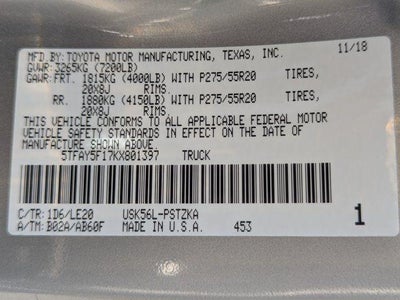 2019 Toyota Tundra Platinum 5.7L V8